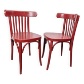 Pair of curved wooden bistro chairs