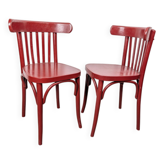Pair of curved wooden bistro chairs