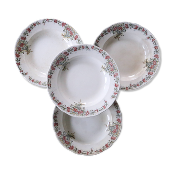 Assiettes creuses x4, Onnaing, modèle Guirlande, XIXème