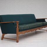 1970s, Danish 4-seater sofa, furniture wool, solid oak wood.