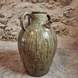 Pot à huile ancien en terre cuite – XIXe siècle – Émaillé vert