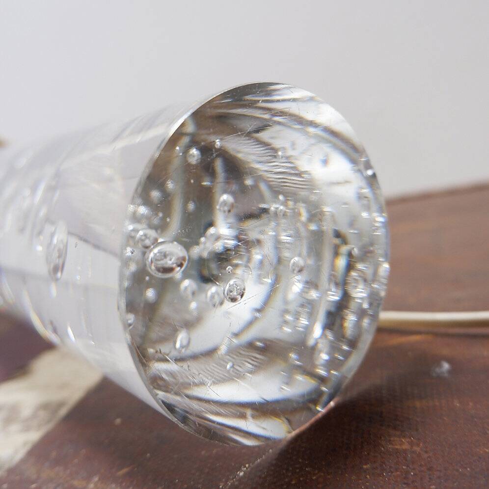 Glass lamp with air bubble pattern, "Daum France" style, circa 1975