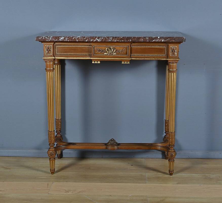 Console en acajou, style Louis XVI – 2ème moitié XIXe