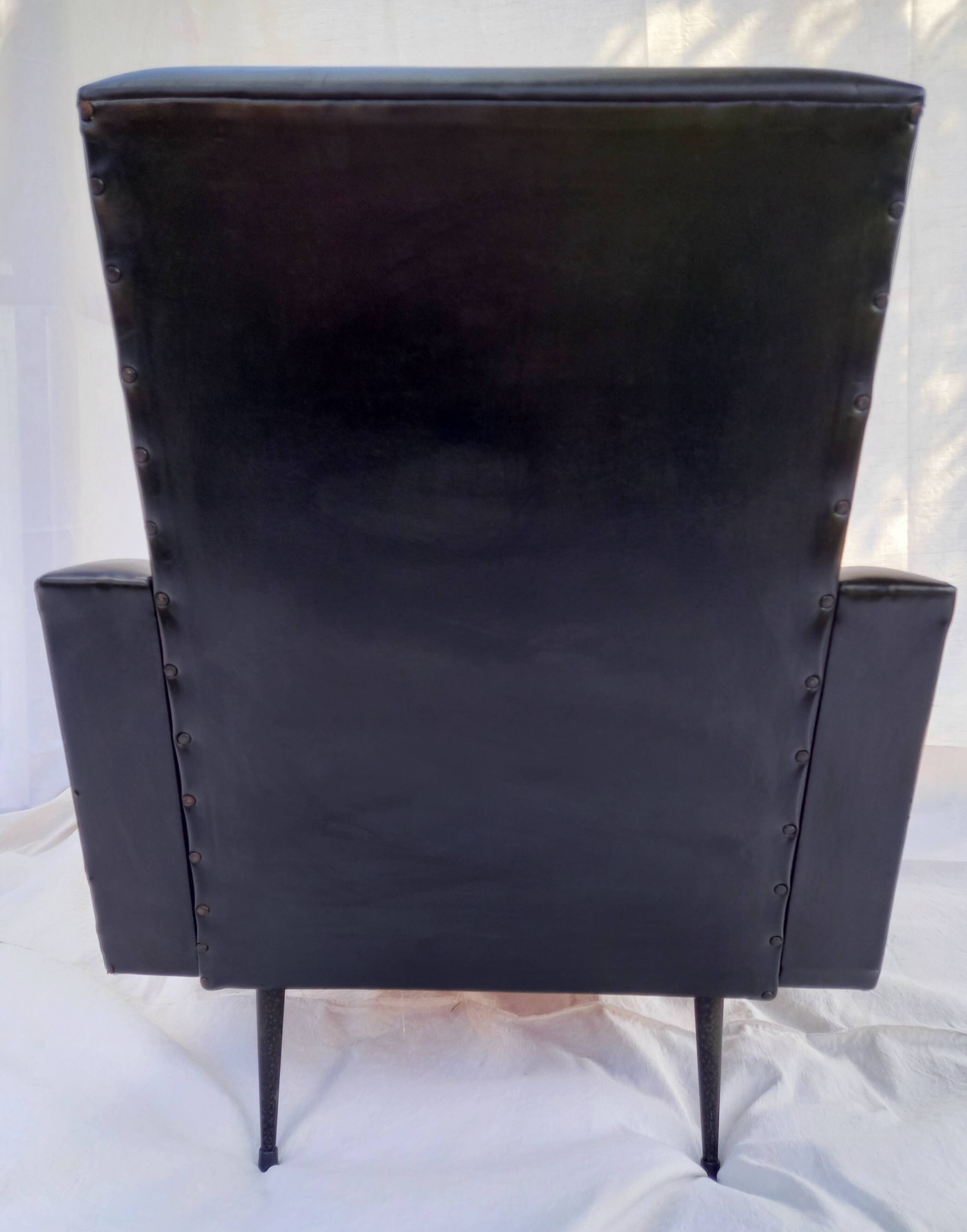 Rockabilly armchair in black skai from the 60s