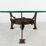 Sculpted steel flower coffee table, 1970s