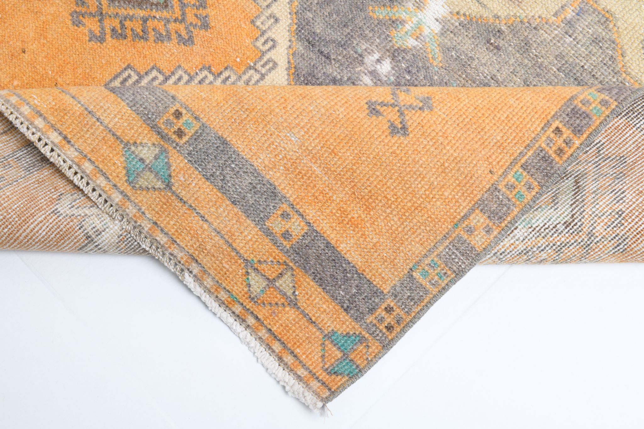 3x11 orange vintage runner rug, 88x341cm