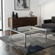 Chrome metal coffee table with a glass top from the 1970s.