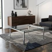 Chrome metal coffee table with a glass top from the 1970s.