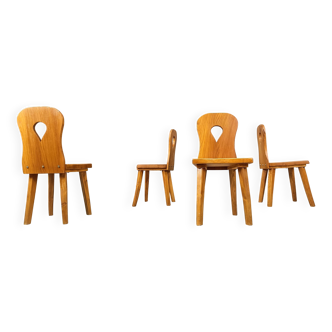 Vintage brutalist dining chairs set of 4 - 1960s