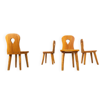 Chaises de salle à manger brutalistes vintage, ensemble de 4 - années 1960