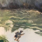 Painting of a character hiding in nature, 20th century