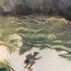 Tableau personnage se cachant dans la nature XXe