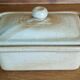 Vintage stoneware butter dish Village CNP with lid