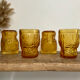 4 vintage amber glasses