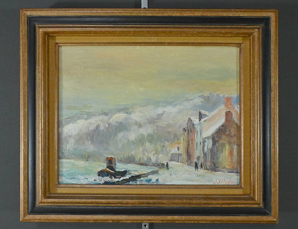 Painting “Under the Snow”, signed J.J Duboc – 1980