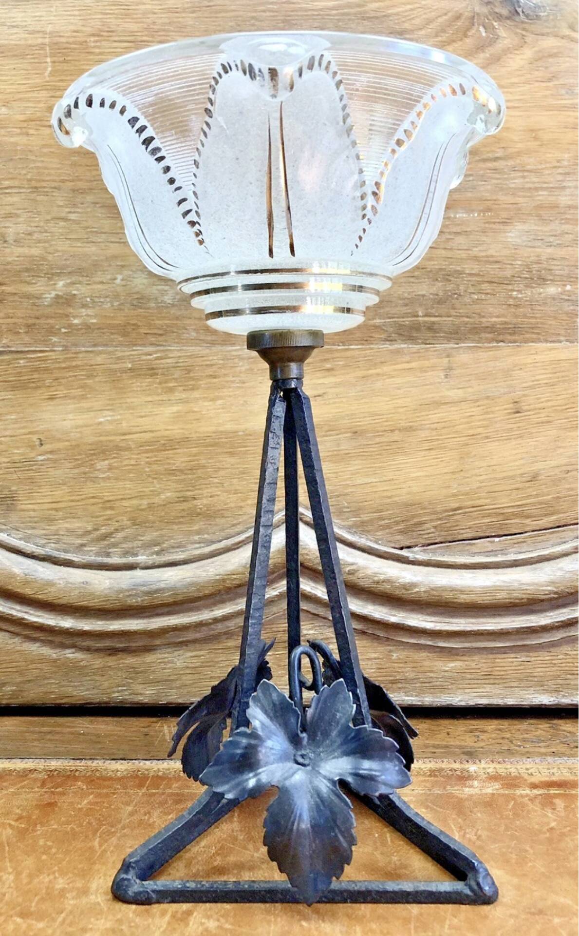 Old small Art Deco lamp 1930 golden basin Ezan one