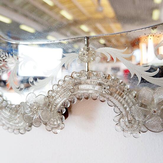 Italian Venetian Murano Floral Wall Mirror