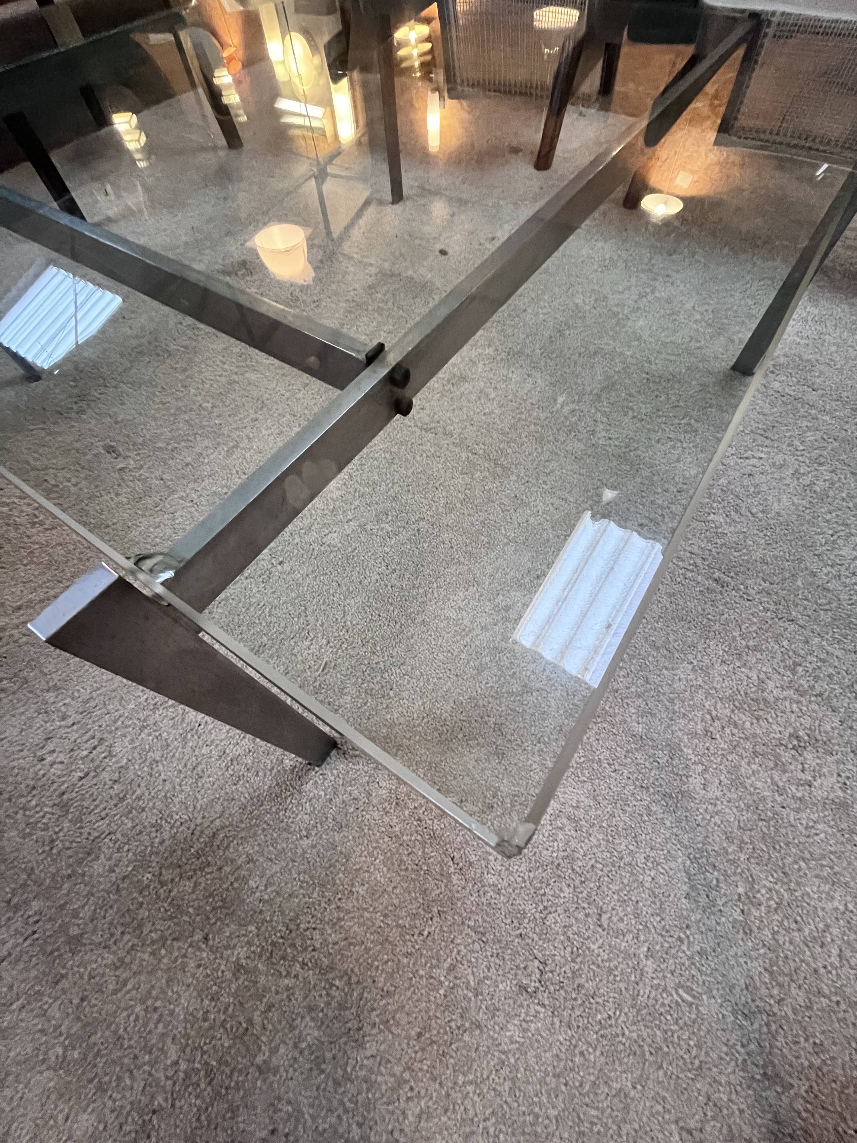 Poul Kjaerholm glass coffee table model PK61, Denmark 1960s