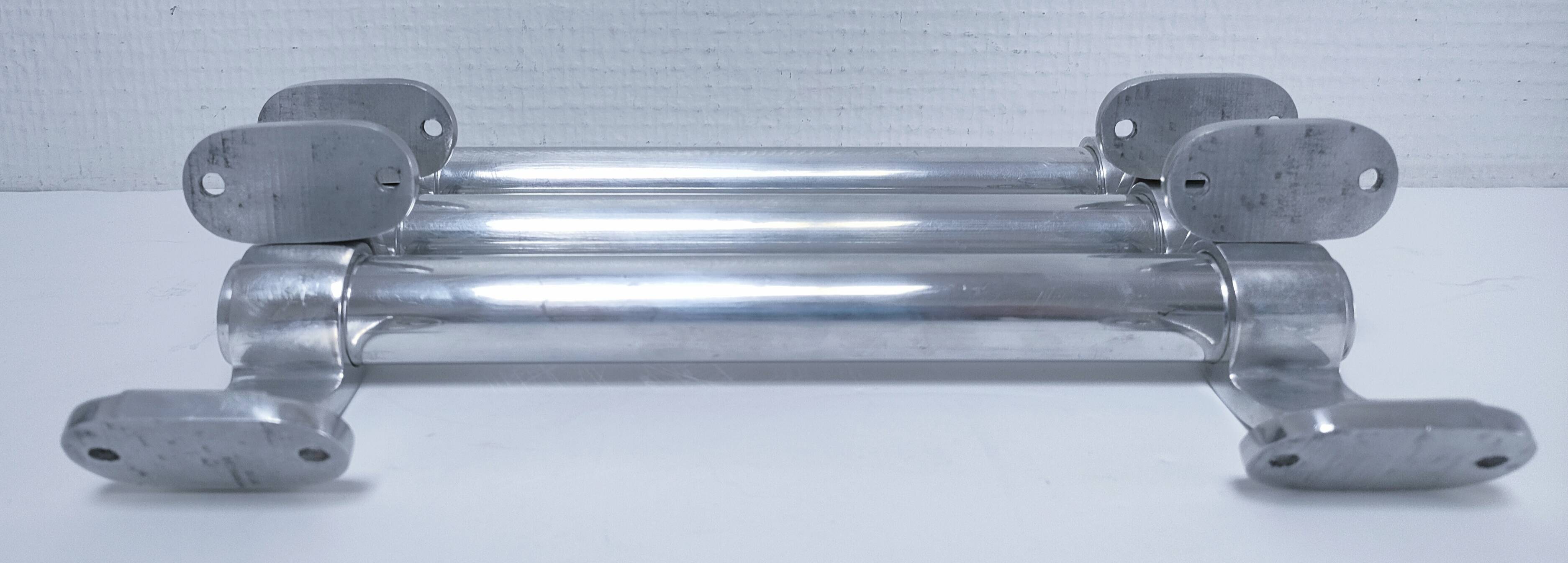 three long aluminum shop handles from the mid-20th century