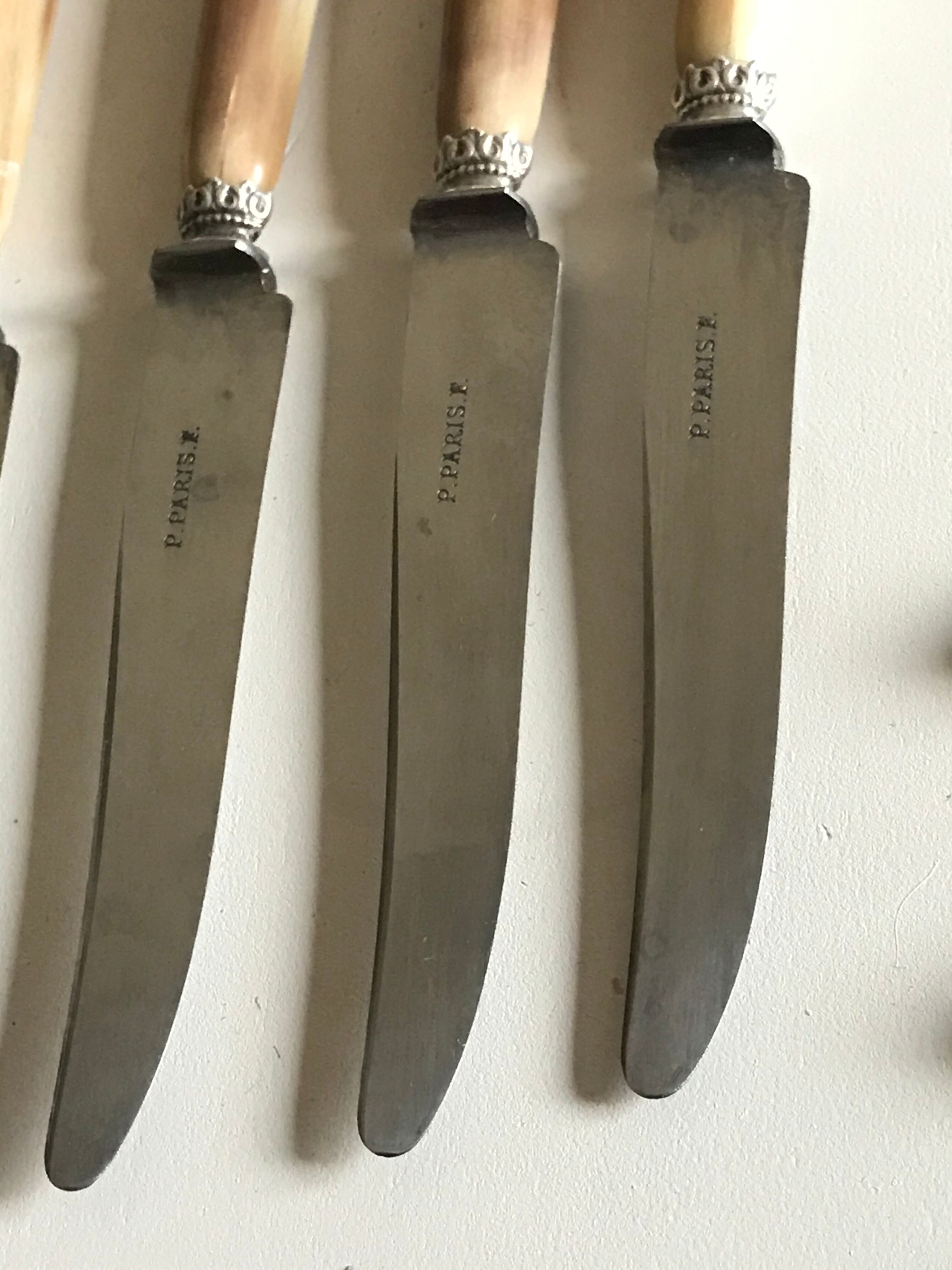 Lot of 24 horn handle knives circa 1900