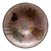 Brass bowl with hand-painted floral decoration, bohemian style.