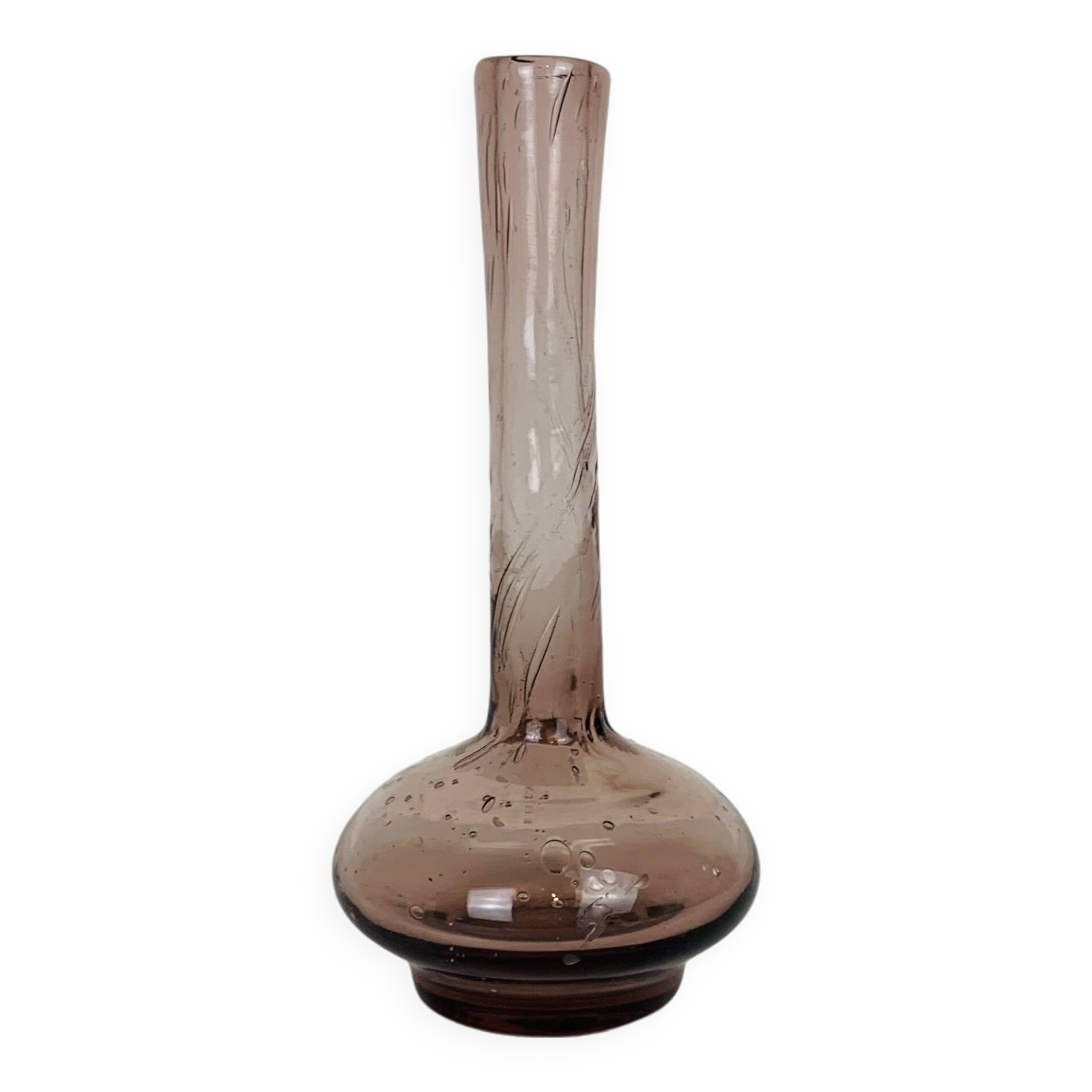 Purple bubble glass soliflore vase, Biot