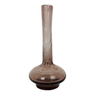 Vase soliflore verre bullé violet, Biot