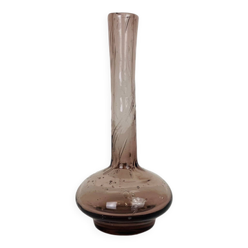 Purple bubble glass soliflore vase, Biot