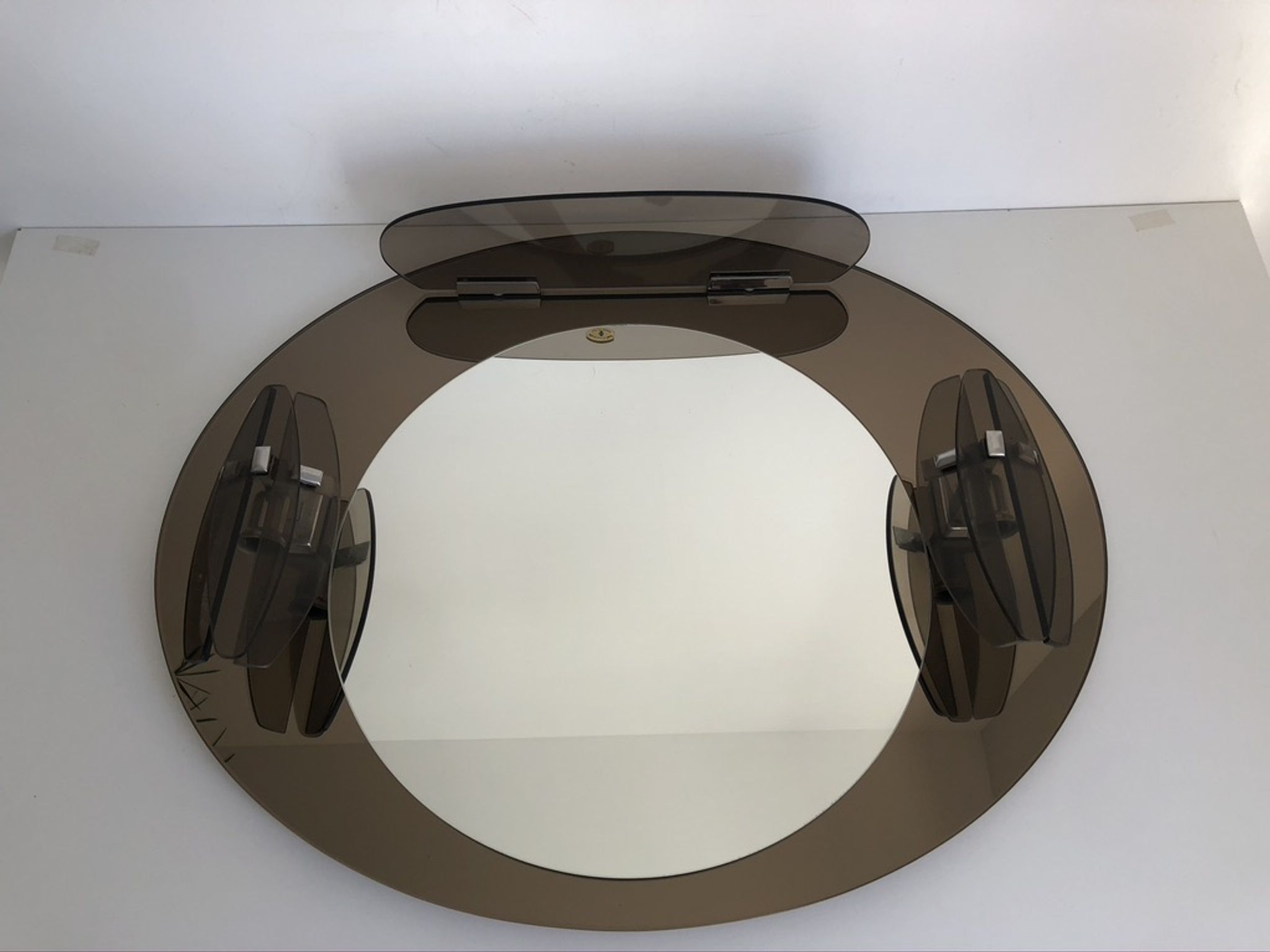 Lupi Crystal Luxor Mirror with 2 integrated wall lights and shelf