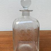 Bouteille en verre danoise vintage avec gravure