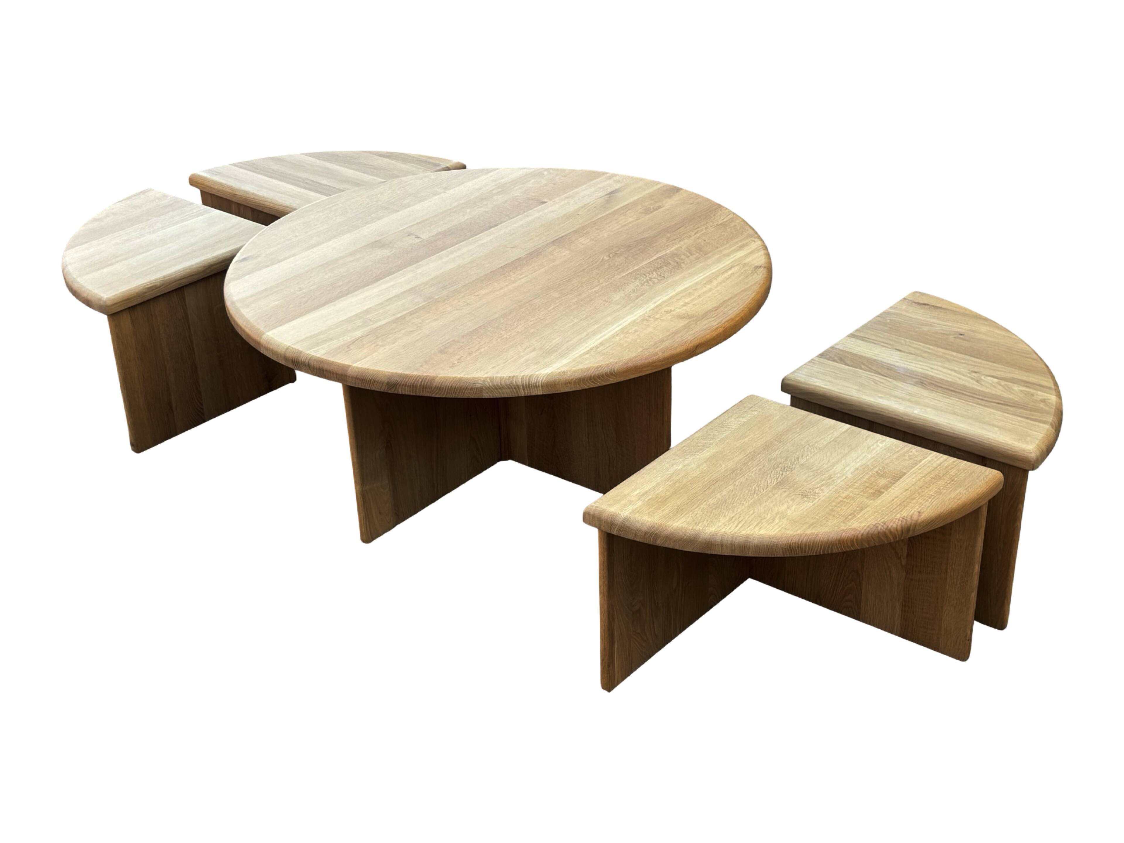 Vintage coffee table with side tables 80s design