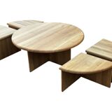 Vintage coffee table with side tables 80s design