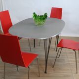 4 modernist stackable chairs in molded birch 1990 sweden