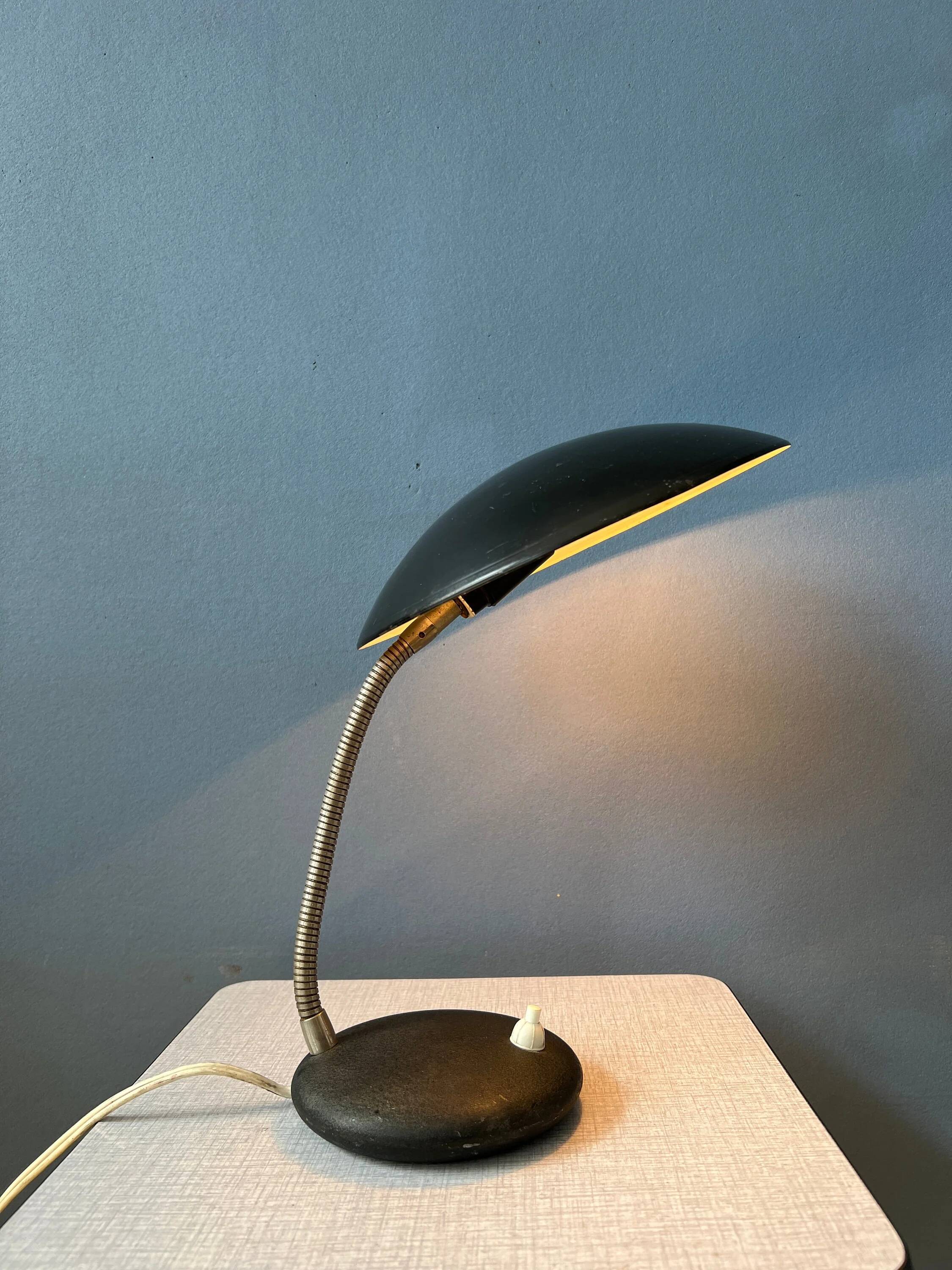 Small black metal desk lamp in Bauhaus style.