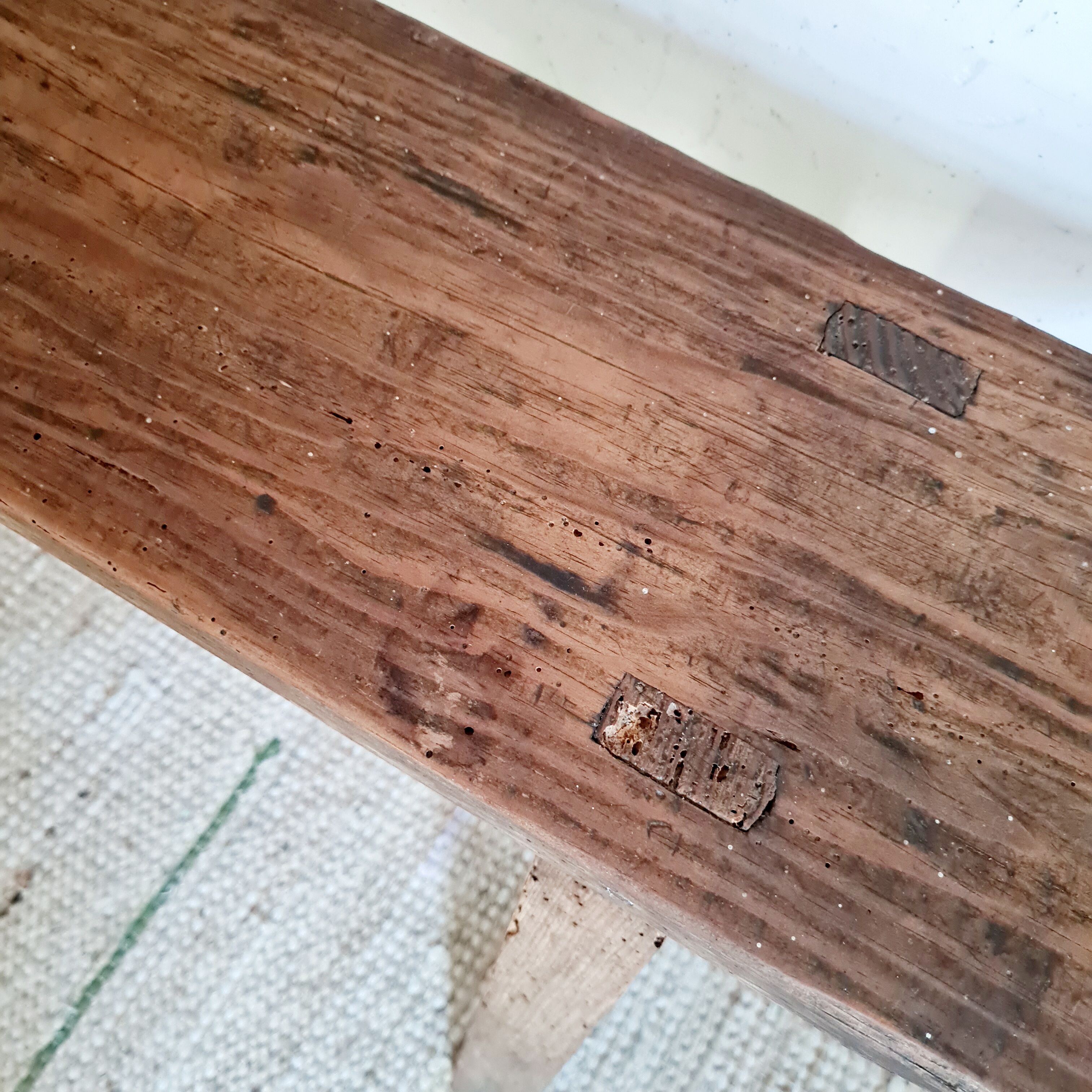 Old wooden country farmhouse bench