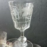 6 verres à vin en cristal de Saint Louis gravés feuilles de vigne