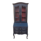 Louis XV style scriban bookcase in black and Basque red patinated cherry wood