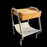 Vintage bedside table in wood and metal