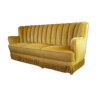 Canapé en velours jaune art déco 3 places des années 1930
