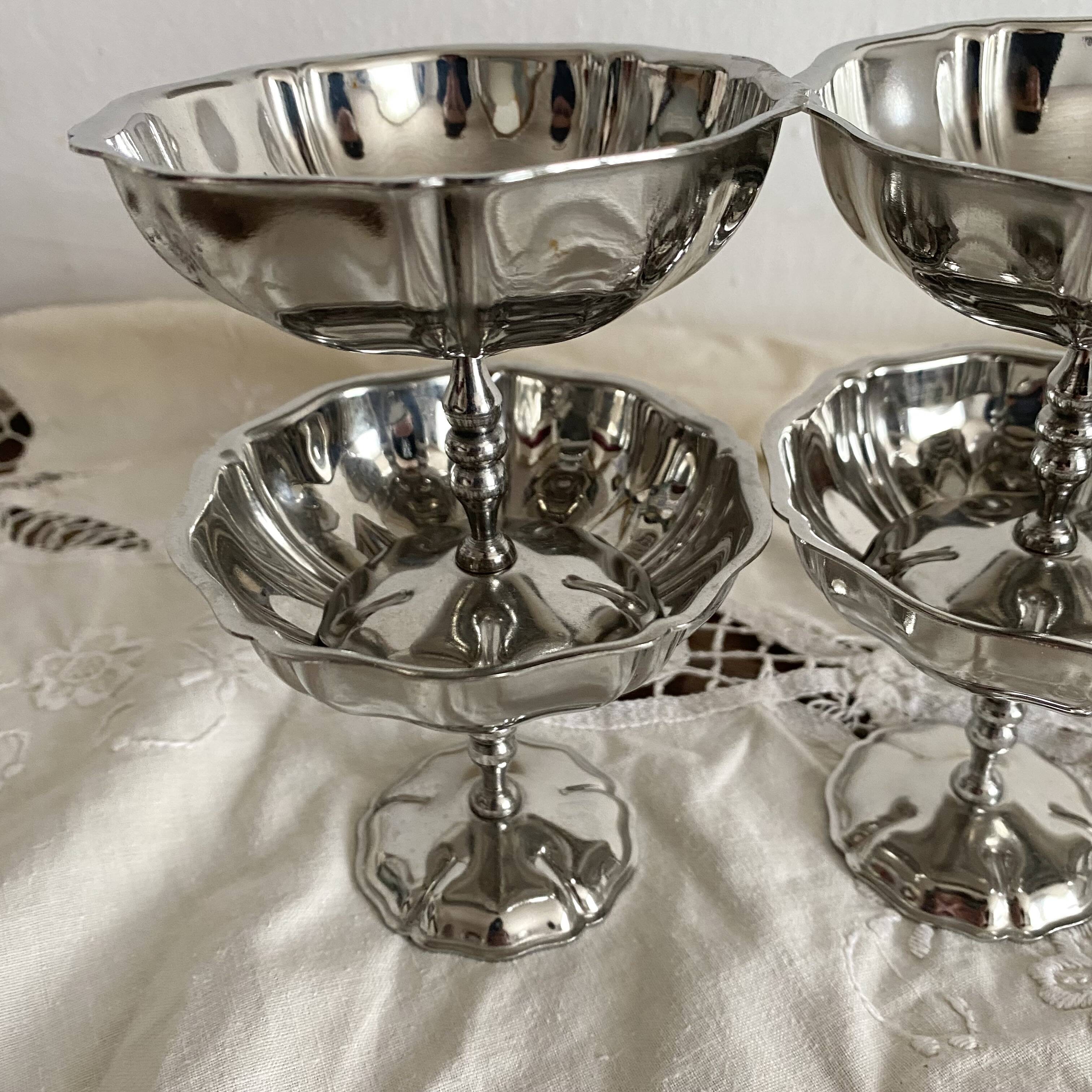 Vintage stainless steel footed cups