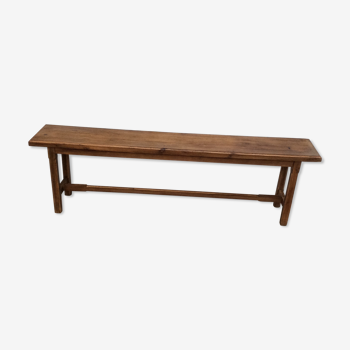 Banc en bois artisanal vintage dimension : largeur -160 cm— hauteur -37cm- profondeur -27cm-