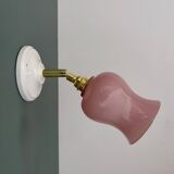 Vintage tulip wall lamp in pink opaline