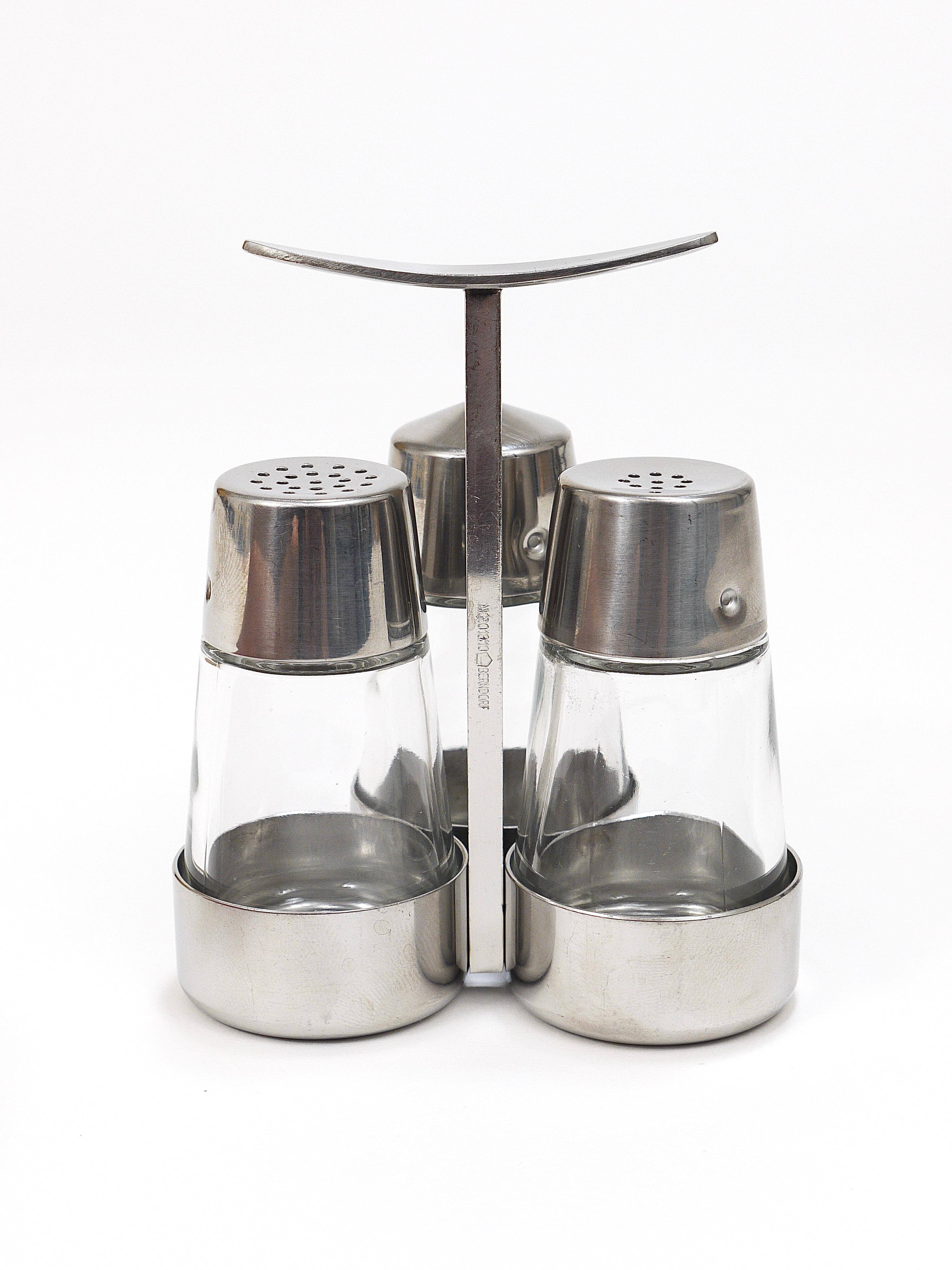 Set of condiments Marianne Denzel salt and pepper, Berndorf, Austria, 1960s