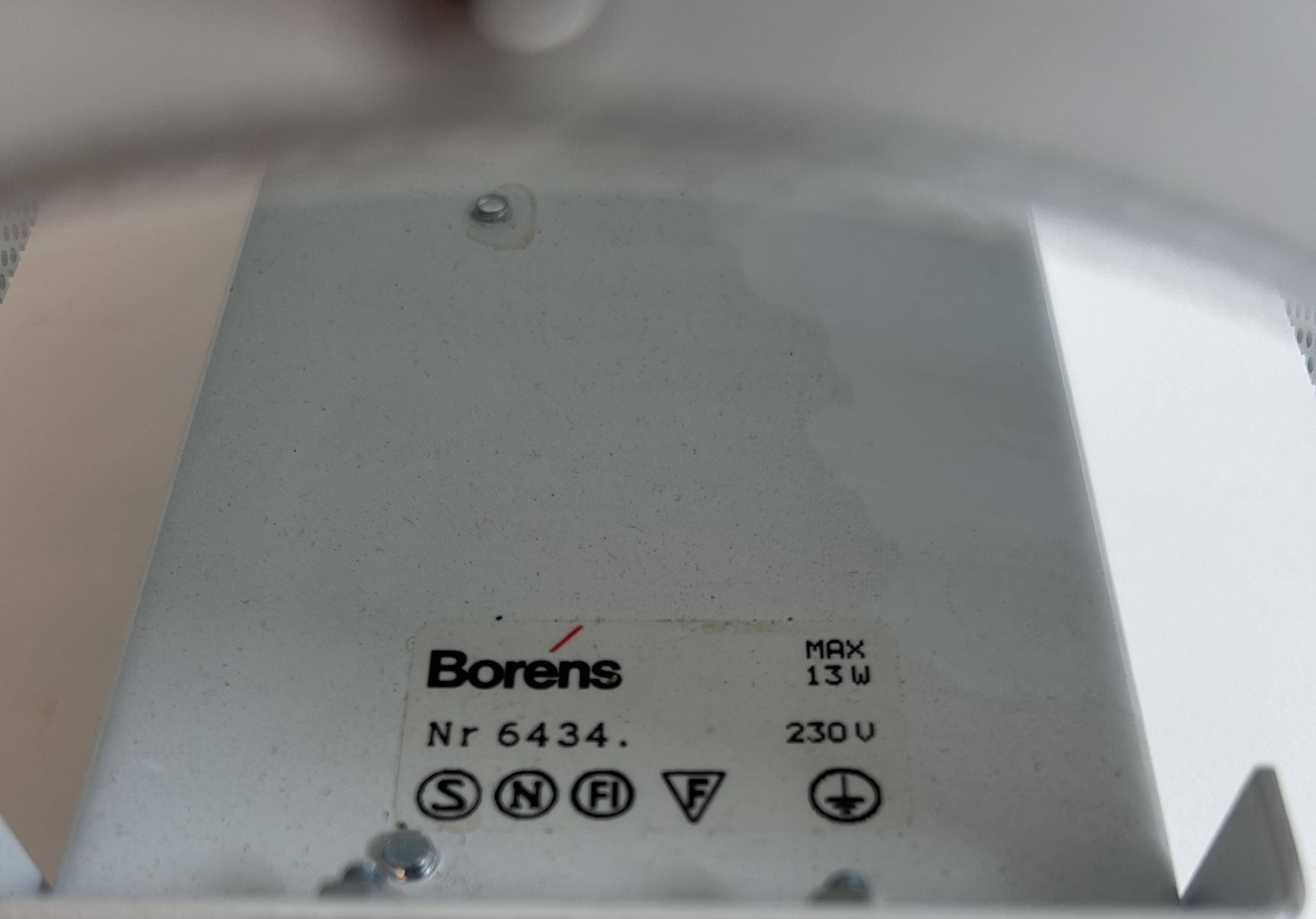 Pair of vintage wall lights, white lacquered metal, Borens, Sweden 1980