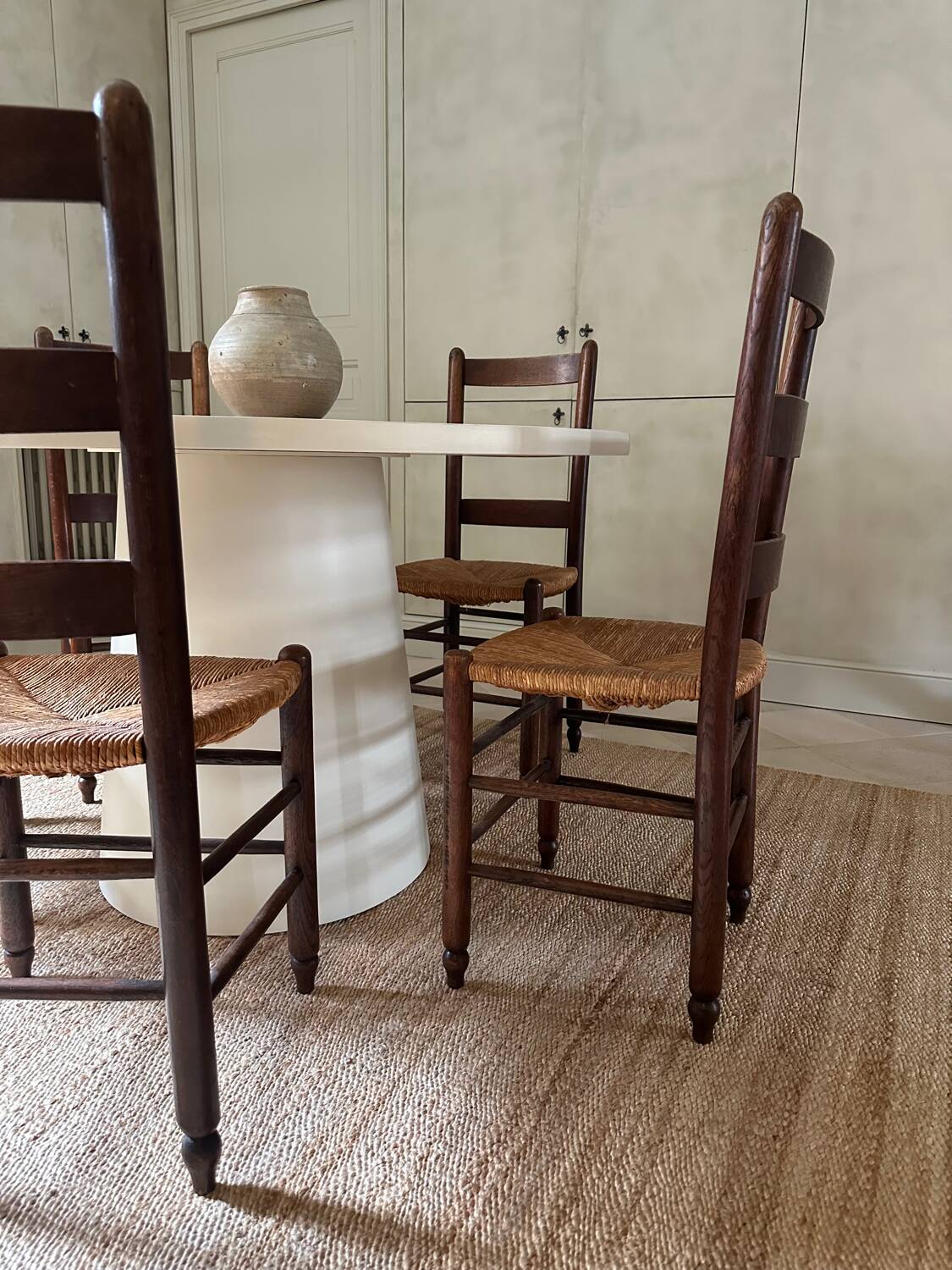 8 wooden chairs - 1950s