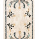 Table basse années 70-80 marqueterie de marbre tessellé -décor florale