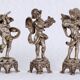 Lot de trois angelots musiciens en plomb coulé - époque : xxème siècle