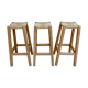 Lot of 3 high stool, bar, solid oak and mulched seat