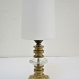 Lampe bronze doré cristal et opaline style néo classique vintage