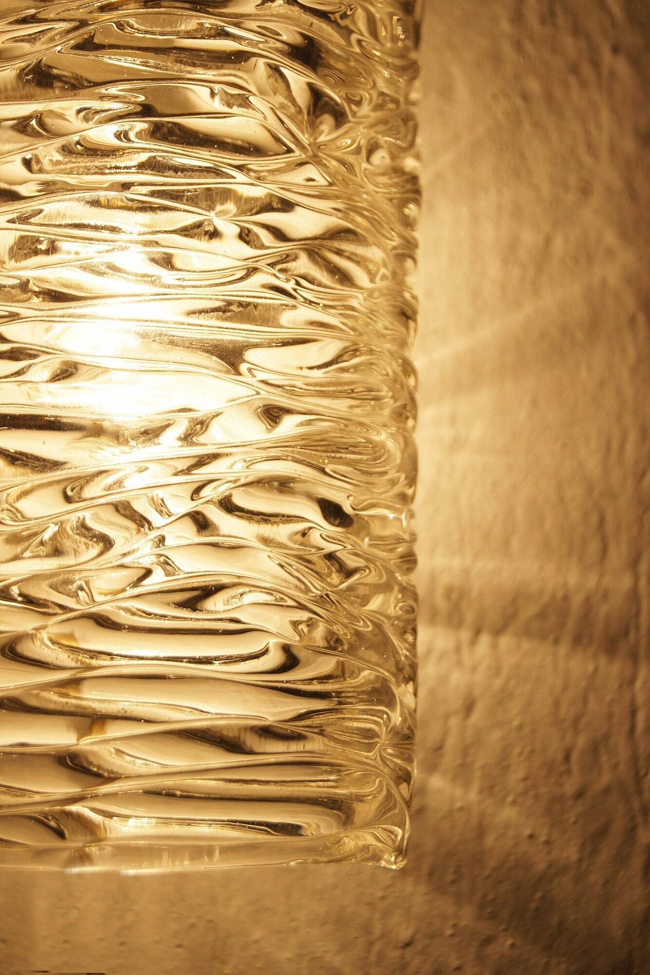 Vintage Textured Glass and Brass Wall Sconces by J. T. Kalmar, Set of 2